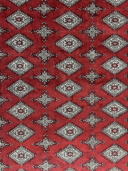 Pakistani Bokhara Rug 6x8, Fine Turkoman Carpet, Wool Handmade Vintage, Red, 6 x 8 Medium Sized Rug, Turkmen Rug