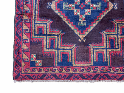 2'11" X 4'6" Vintage Handmade Tribal Wool Rug Balouchi Rug Afghan Rug Geometric