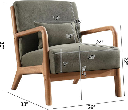 Green Upholstered Mid Century Modern Accent Armchair