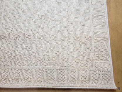3x5 Karastan Rug Chaumiere Collection, Kara-Loc, Design #291/9866, Creme Color, Textured Squares II Patern, 3'6" x 5' 3" Carpet
