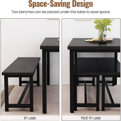 Rectangular Dining Table And Chairs Set Four Modern Wood