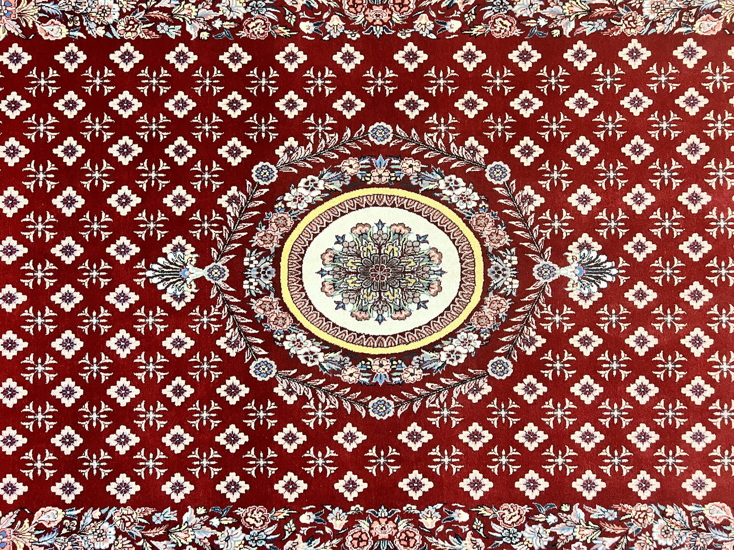 Pakistani Rug 6x9, European Aubusson Design, Wool Handmade Vintage Carpet, Dark Red, 6 x 9 Medium Sized Rug