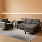 3 Piece Convertible Sofa Set With Linen Upholstery And Storage Ottoman Dark Grey