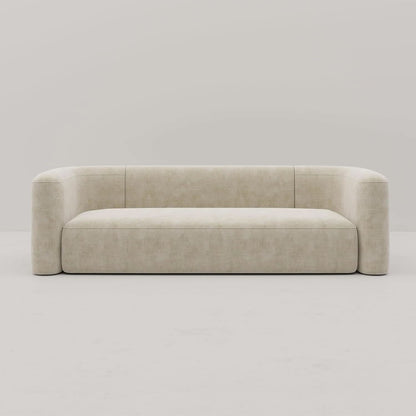 Cream Velvet 3 Seater Modern Sofa With Curved Backrest