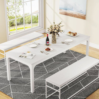 White 78-Inch Dining Table For 6-8, Rectangular Dining Room