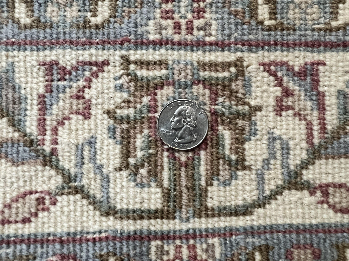 Indo Persian Rug 4x6, Vintage Handmade Wool Carpet, Floral Allover Pattern, Beige, Pair B