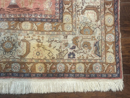 Silk Indian Kayseri Rug 4x6, Haji Jalili Design, Vintage Rug