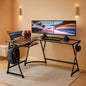 Vista Rustic Brown L Shaped Desk With Monitor Stand