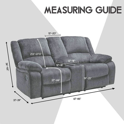 Dark Grey Velvet 8 Piece Reclining Loveseat Slipcover