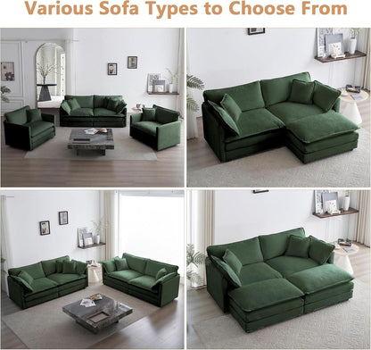 Two Piece Loveseat And Armchair Set In Evergreen Chenille
