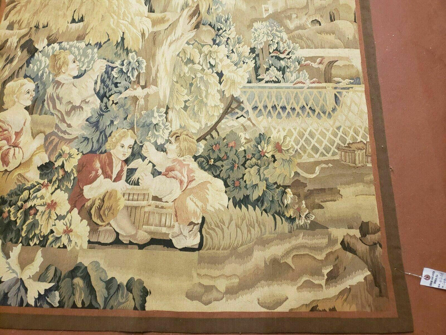 4' X 6' Tapestry French Design Handmade Aubusson Weave Nature One Of A Kind