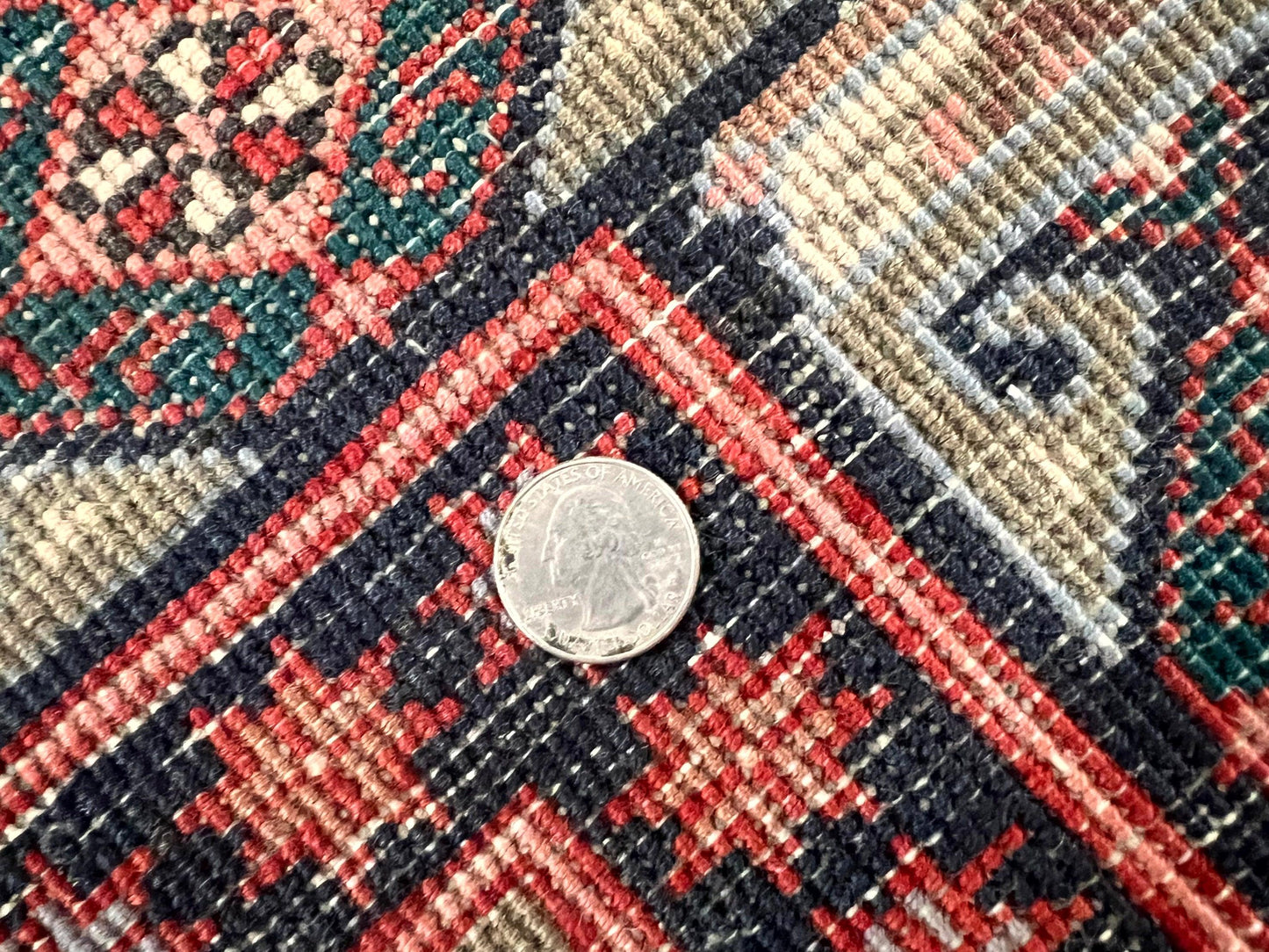 Persian Wide Runner Rug 4.8 x 10, Persian Kalegi Ardabil Rug, Perpedil Caucasian Rug, Antique Handmade Wool Carpet, Navy Blue Red, Tribal Rug