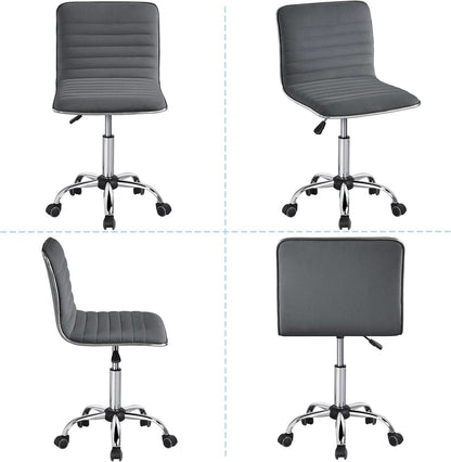 Dark Gray Velvet Armless Swivel Chair Height Adjustable