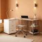 L Shaped Desk Two Toned With Drawers And Open Shelf Home Office