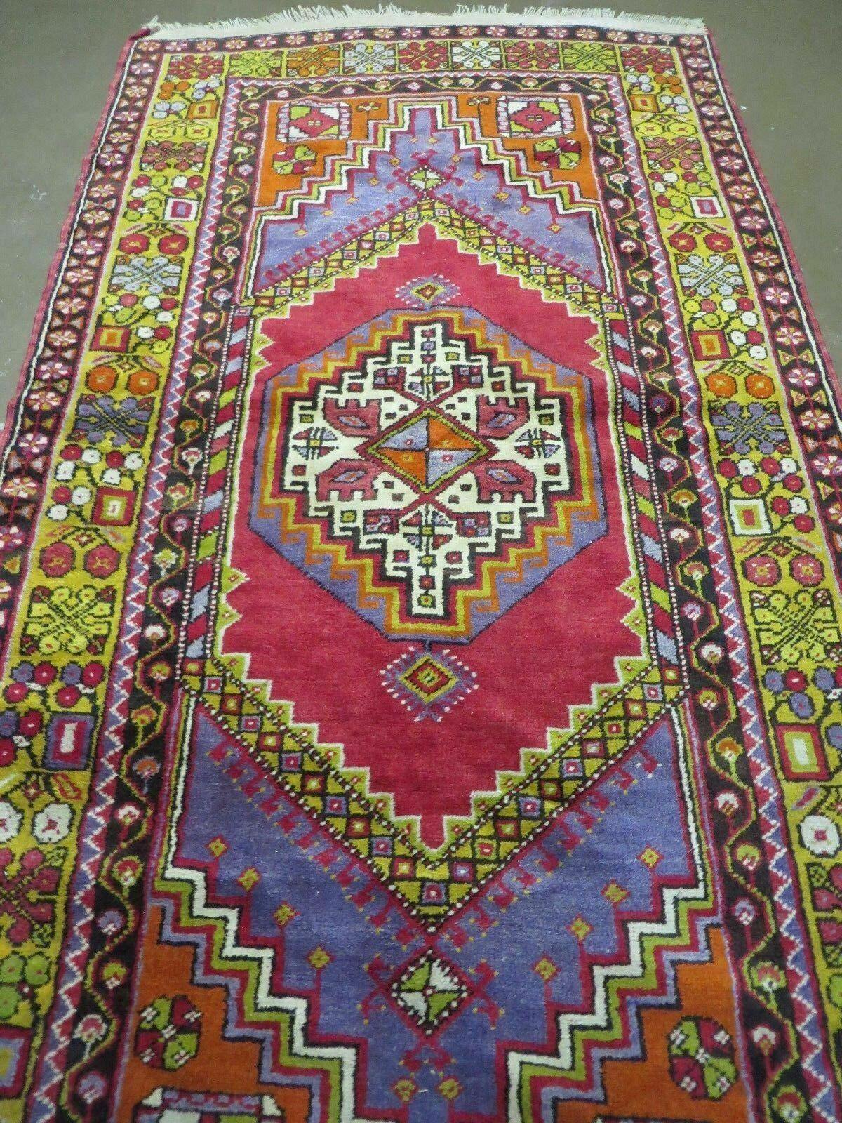 4' X 7' Antique Handmade Turkish Oushak Wool Rug Carpet Red Nice