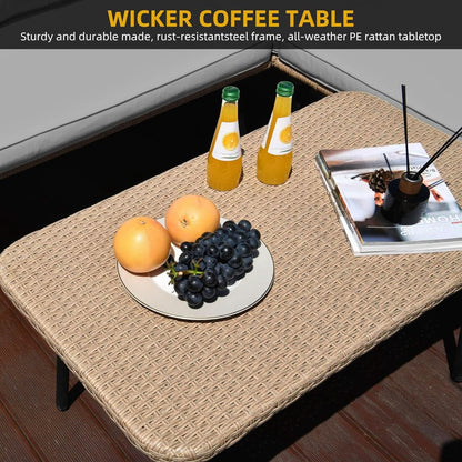 Patio Furniture Set 4 Piece Wicker Outdoor Grey Sectional