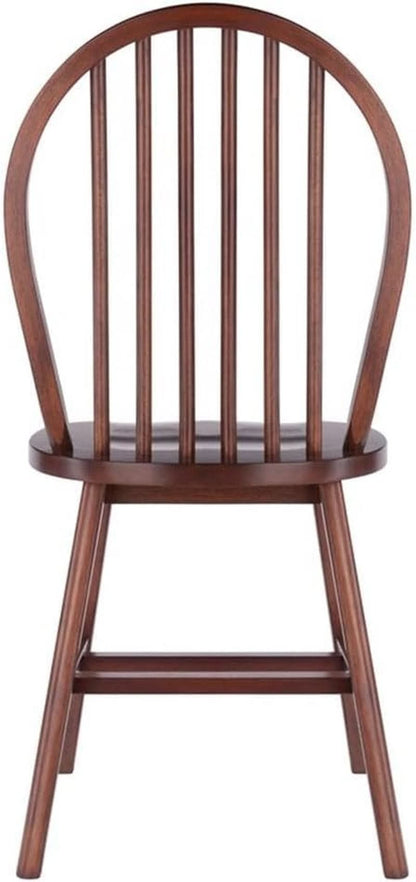 Windsor 2 Piece Solid Wood Dining Chair Set Walnut Finish