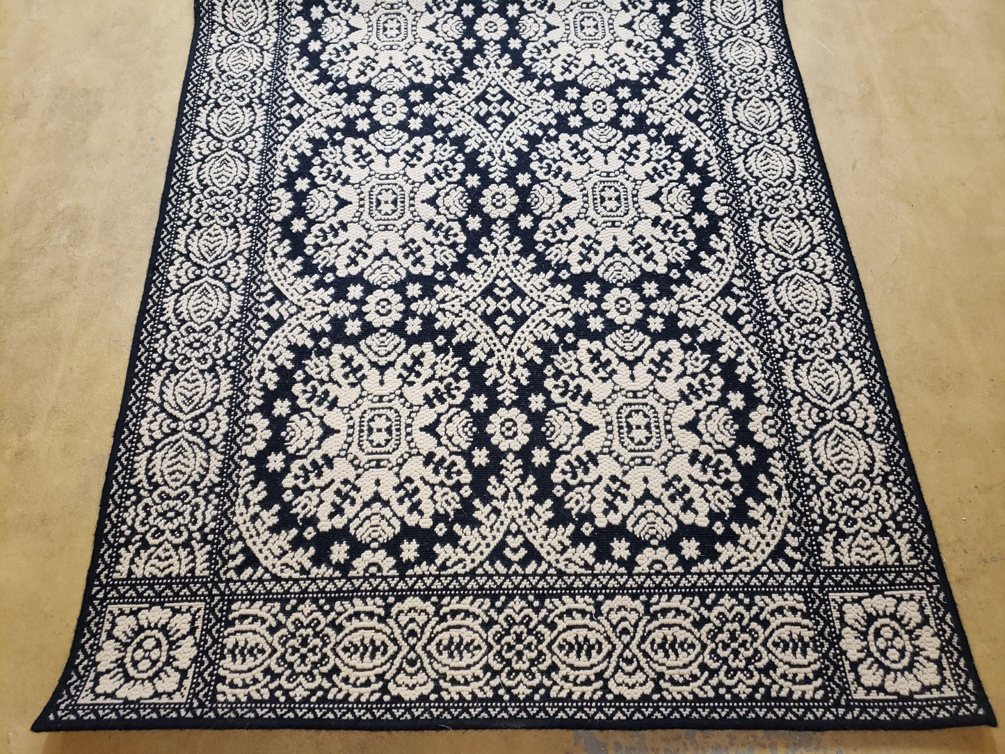 4x6 Power-Loomed Rug Dark Navy Blue & Ivory Oriental Carpet Nice