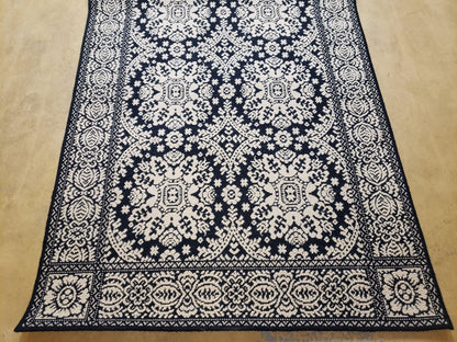 4x6 Power-Loomed Rug Dark Navy Blue & Ivory Oriental Carpet Nice