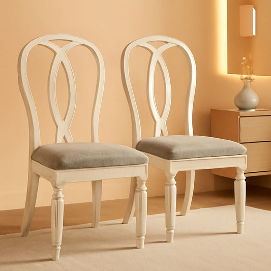 Realyn French Ribbon Back Dining Chairs Chipped White
