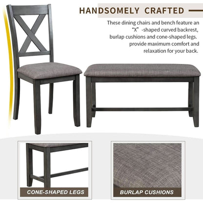 Grey Wooden Rectangular Dining Table Set Of 6 For Home
