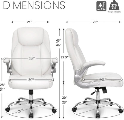 White Ergonomic Office Chair With Lumbar Support Adjustable