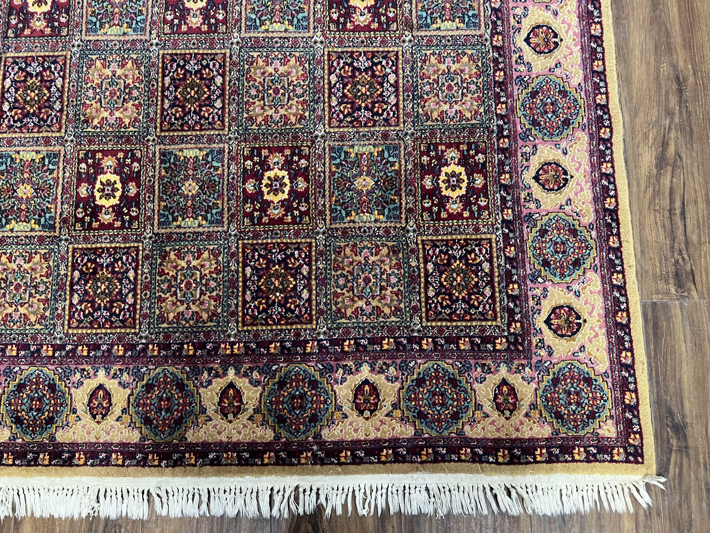 Indo Persian Silk Rug 4x6, Panel Design, Small Flowers, Hand Knotted, Fine Weave, Oriental Carpet 4 x 6, Vintage Area Rug, Beautiful Rug