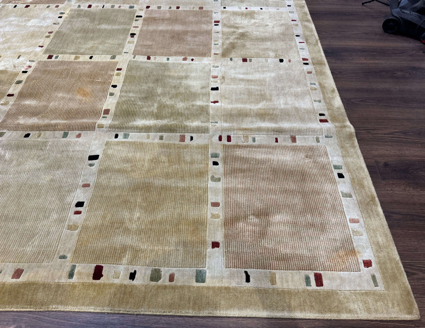 Large Wool Rug 10x13, Panel Design, Modern Contemporary Carpet