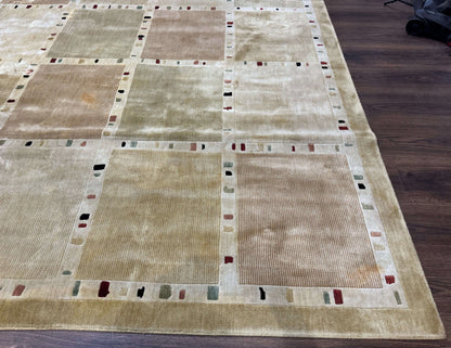 Large Wool Rug 10x13, Panel Design, Modern Contemporary Carpet