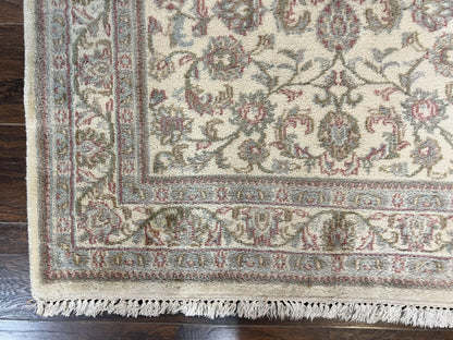 Indo Persian Rug 4x6, Vintage Handmade Wool Carpet, Floral Allover Pattern, Beige, Pair B