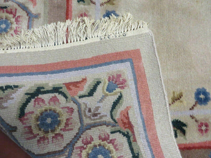 8' X 10' Vintage Handmade Wool Rug Aubusson Savonnerie Design European Nice