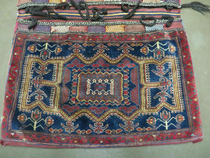 3' X 4.5' Antique Handmade Turkish Tribal Wool Rug Double Saddle Bag Nice