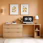 Oak Forty Seven Inch L Shaped Corner Desk With Drawers