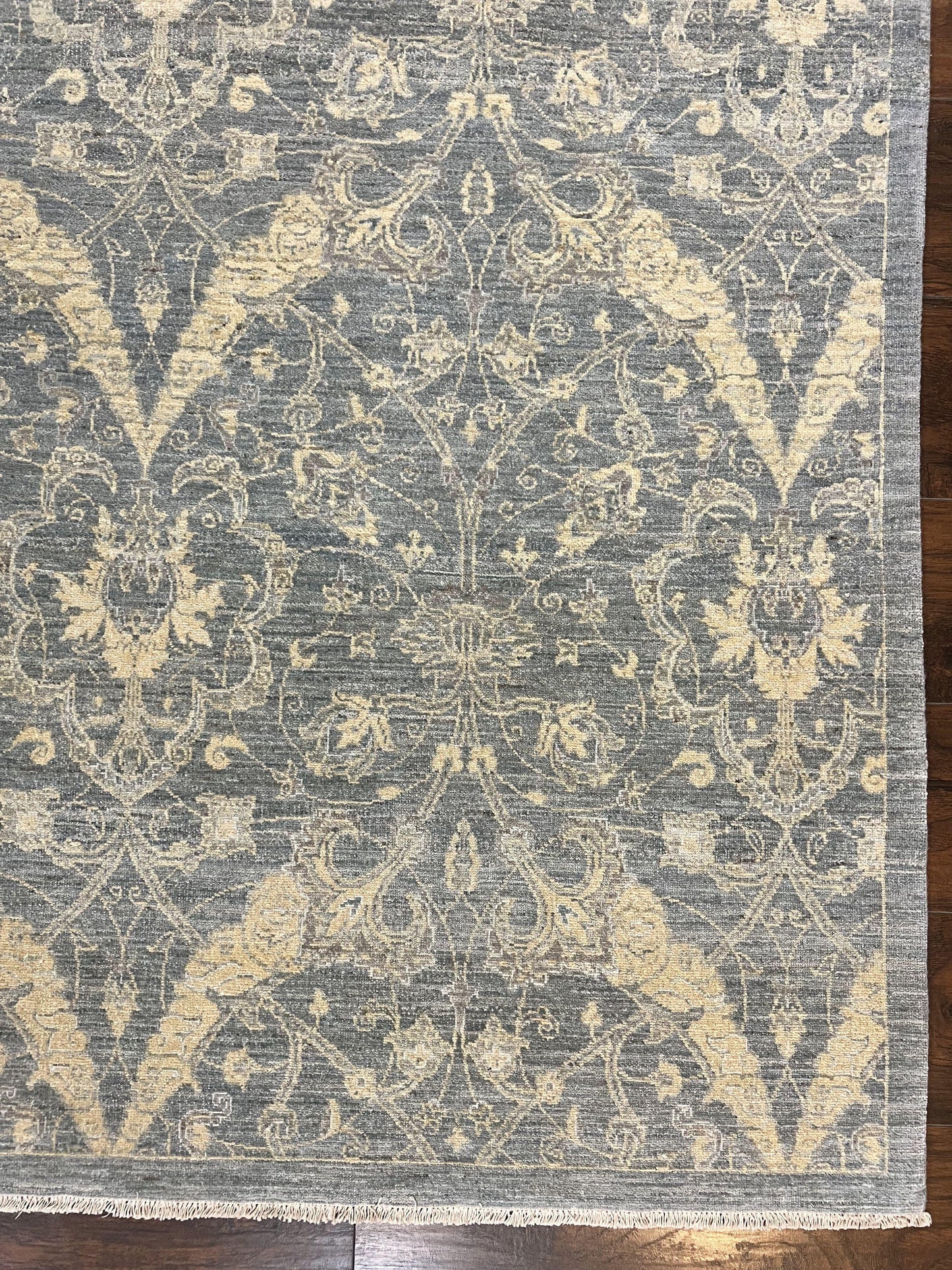 Contemporary Pakistani Rug 5 x 6.6, Handmade Floral Wool Rug, Spanish Pattern