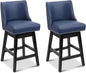 Swivel Bar Stools 26 Inch Counter Height Blue Faux Leather