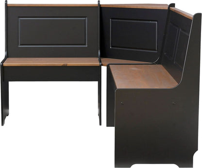 Black Pecan Five Seat Dining Set With Storage Benches