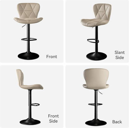 Adjustable Swivel Bar Stools Set of 2 in Khaki Finish