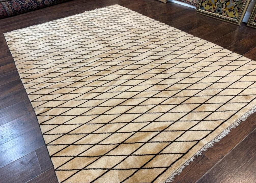 German Rug 7x10, Vintage Handmade Carpet, Contemporary