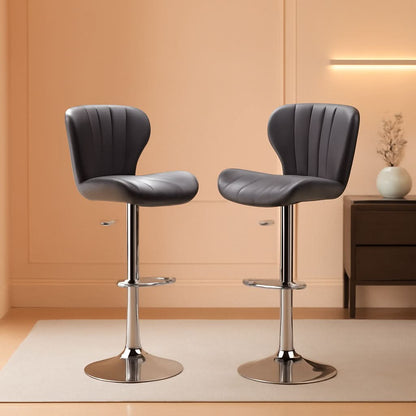 Velvet Adjustable Swivel Barstools Gray Set of Two