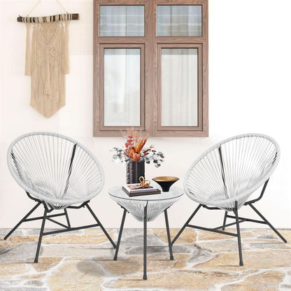 Acapulco Patio Bistro Set 3 Piece Outdoor White With Glass Top