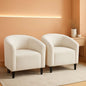 Ivory Barrel Chairs Boucle Living Room Duo Two Piece Set