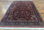 Indo Persian Rug 5x7, Vintage Traditional Floral Carpet, Burgundy and Navy Blue