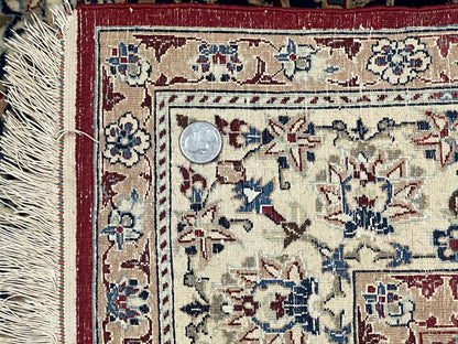 Super Fine Persian Nain Rug 3.6 x 5.4, Navy Blue and Ivory, 700 KPSI