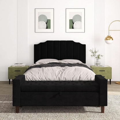Velvet Wall Mounted Queen Size Headboard with Tufted Design