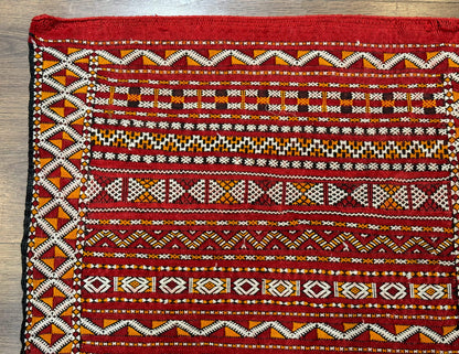 Moroccan Kilim Rug 4x8, Flatweave, Bohemian, Red Ivory Orange