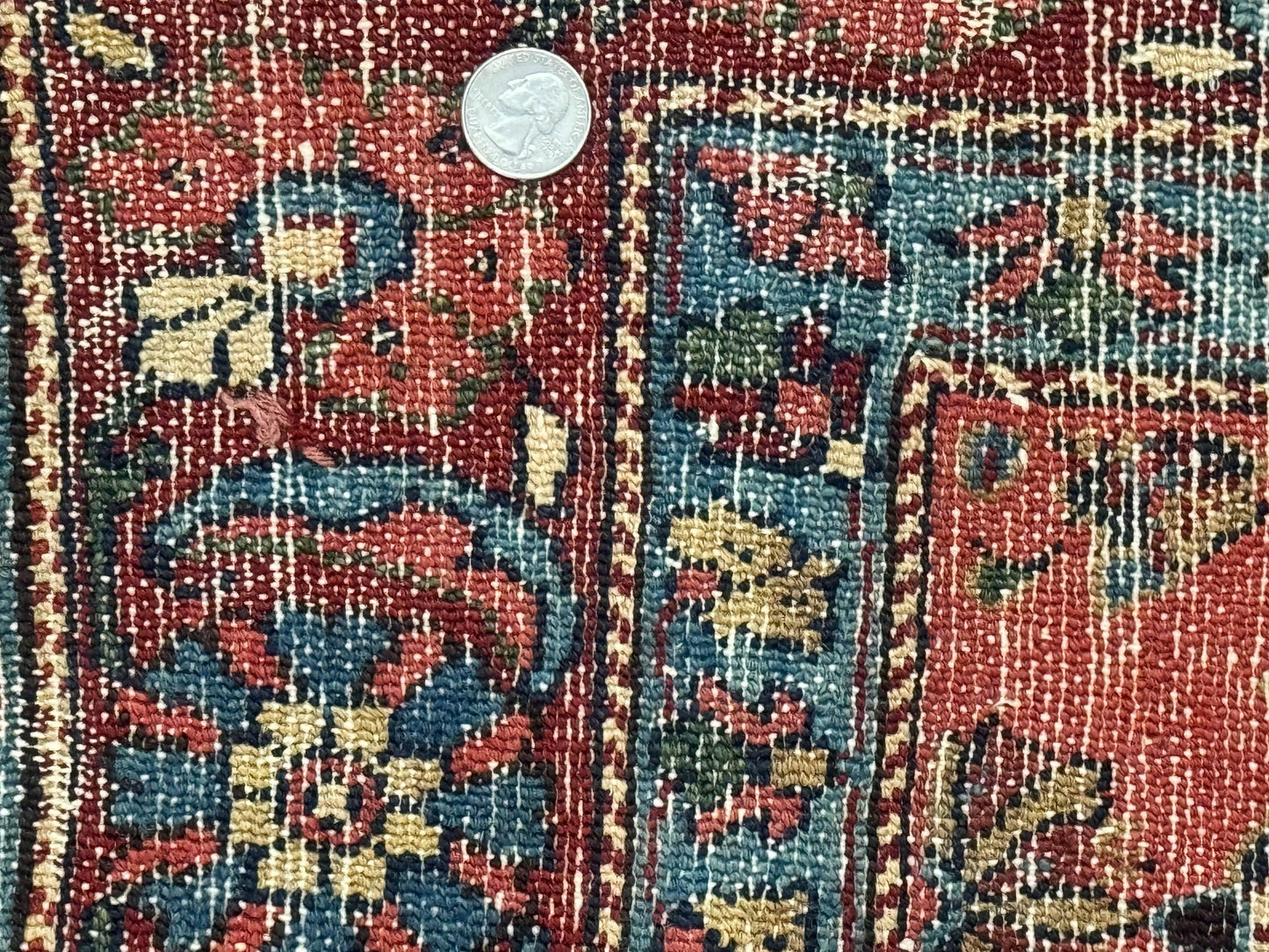 Antique Persian Tribal Rug 5 x 6.6, Tomato Red, Hamadan Angelas Rug