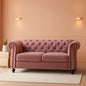 Modern Pink Velvet Chesterfield Loveseat With Tufted Back