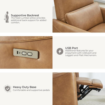 Power Recline Swivel Recliner With Lumbar Support For Living Room