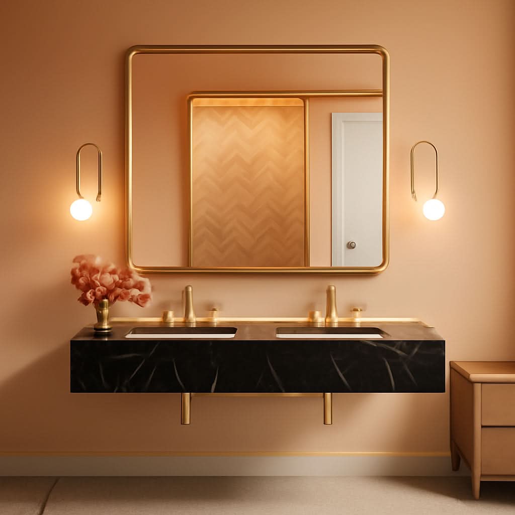 40 By 30 Inch Brushed Brass Bathroom Mirror Wall Mounted