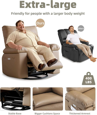 Power Swivel Massage Recliner With Heat And Vibration